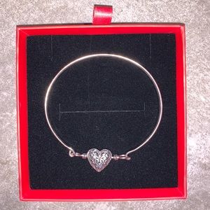 Stamped Sterling Silver Swivel Heart Bracelet